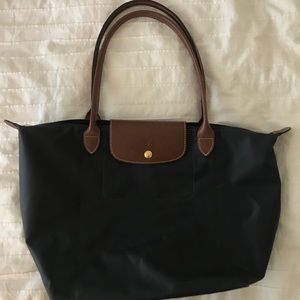 Longchamp Large Le Pliage Tote in Gunmetal